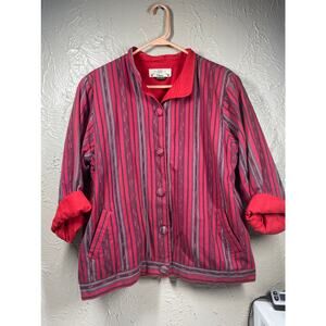 Orvis‎ red Guatemala striped jacket size large vintage
